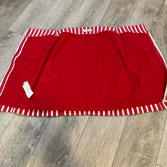 MANGO - MNG Suit Red & White Striped Mini Skirt w Zipper Cotton Linen Blend XS - Picture 11 of 13
